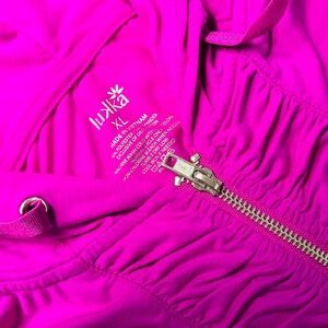 Lukka Lux XL Ruched Zip-Up Hoodie Jacket Pink